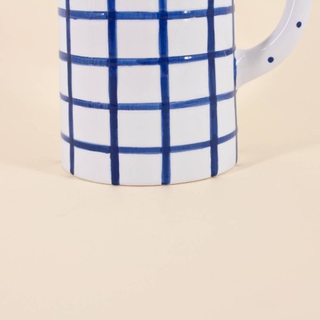 Pichet céramique bleu/blanc 20cm élégant | Hashtag Déco