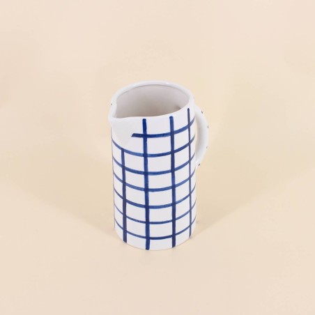 Pichet céramique bleu/blanc 20cm élégant | Hashtag Déco