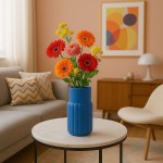 Vase design en céramique bleu 20cm | Hashtag Déco