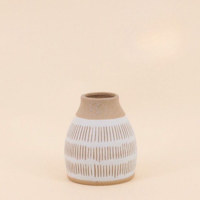 Vase terracotta et blanc 12x10cm en céramique | Hashtag Déco