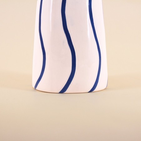 Bougeoir céramique bleu/blanc 18cm élégant | Hashtag Déco