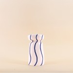 Bougeoir céramique bleu/blanc 18cm élégant | Hashtag Déco