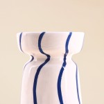 Bougeoir céramique bleu/blanc 18cm élégant | Hashtag Déco