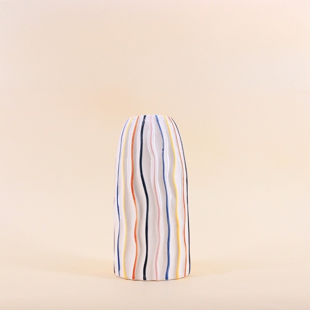 Vase en céramique blanc coloré 21cm | Hashtag Déco
