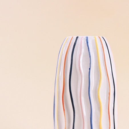 Vase en céramique blanc coloré 21cm | Hashtag Déco