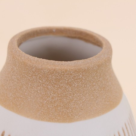 Vase terracotta et blanc 12x10cm en céramique | Hashtag Déco