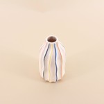 Vase céramique blanc 17cm, lignes colorées | Hashtag Déco