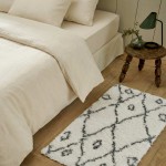 Tapis descente de lit poils longs noir blanc | Hashtag Déco