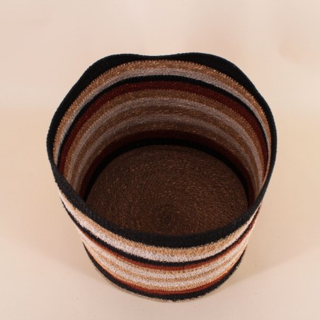 Panier jonc de mer beige marron 33x30cm | Hashtag Déco