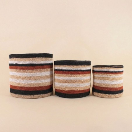 Panier jonc de mer beige marron 33x30cm | Hashtag Déco