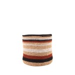 Panier jonc de mer rayé beige marron 23x21cm | Hashtag Déco