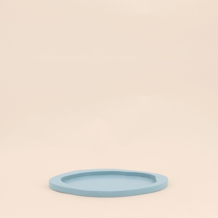 Plateau organique bleu en bois 22x18cm | Hashtag Déco
