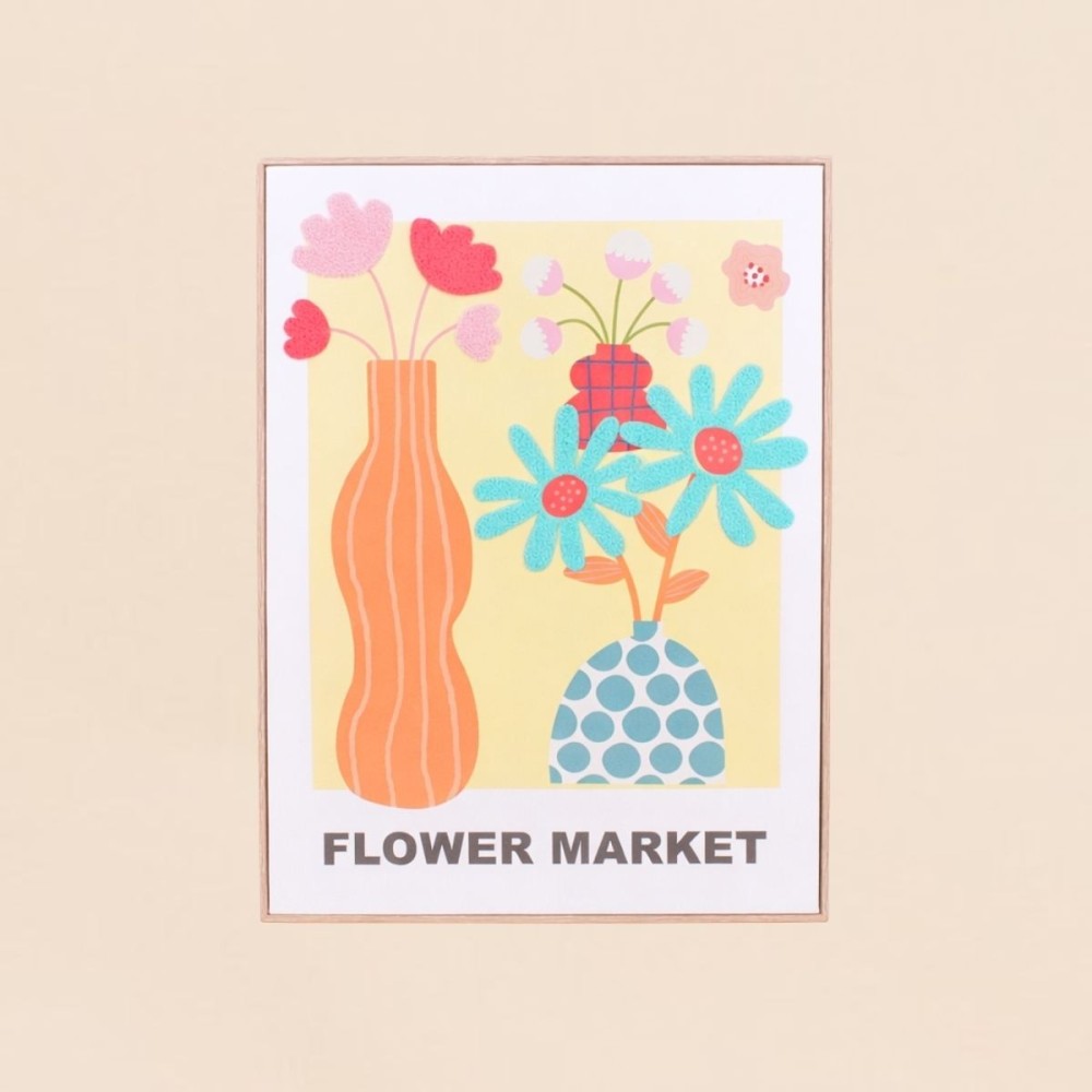 Image encadrée fleurs brodées colorée 45x60 | Hashtag Déco