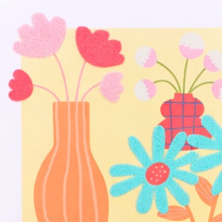 Image encadrée fleurs brodées colorée 45x60 | Hashtag Déco