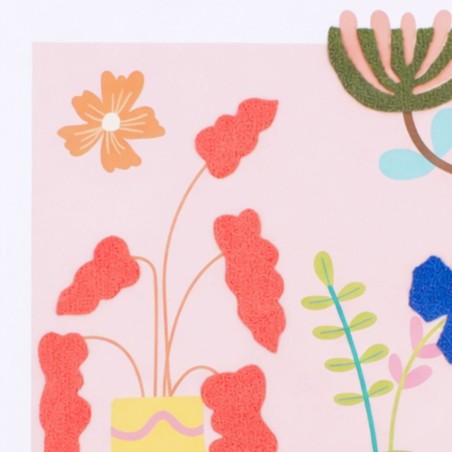 image encadrée fleurs brodées colorées 45x60cm | Hashtag Déco