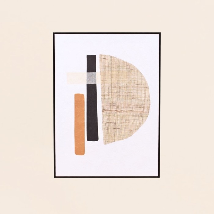 Toile abstraite 3D beige en lin 45x60cm | Hashtag Déco