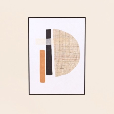 Toile abstraite 3D beige en lin 45x60cm | Hashtag Déco