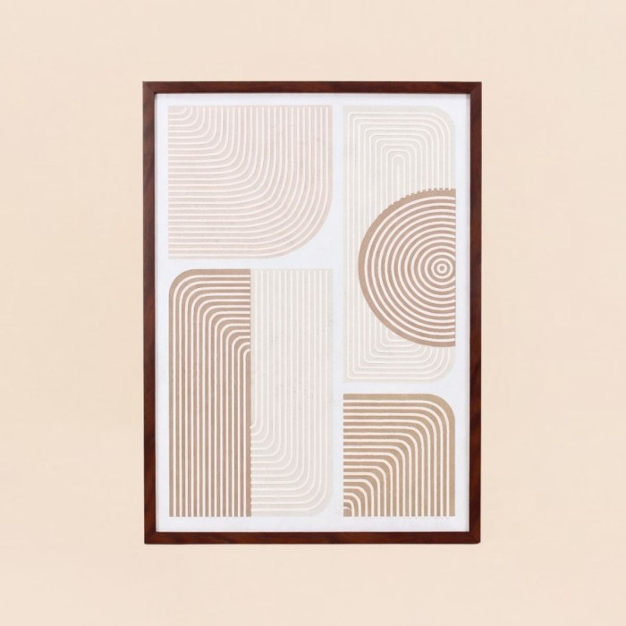 Toile en relief géométrique beige marron 45x60cm | Hashtag Déco