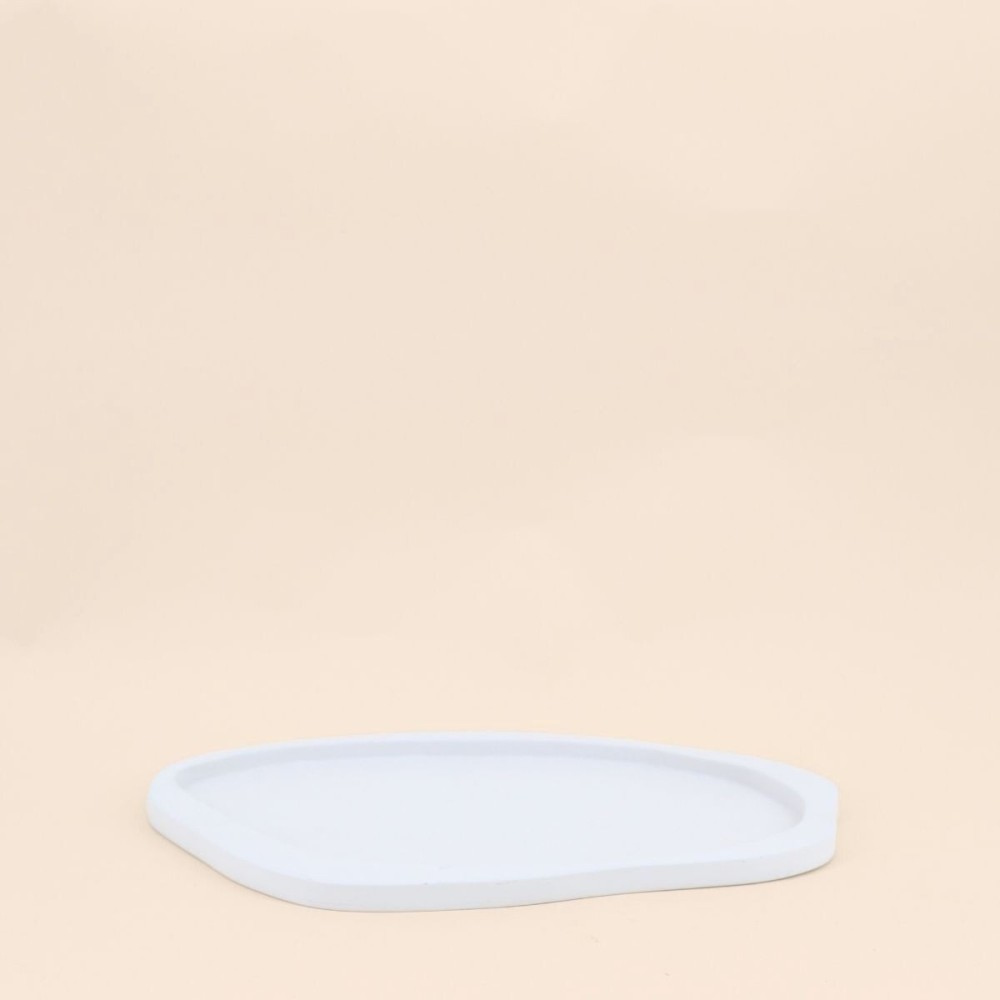 Plateau organique blanc en céramique 29x23cm | Hashtag Déco