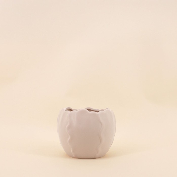 Cache pot céramique festonné dolomite blanc | Hashtag Déco