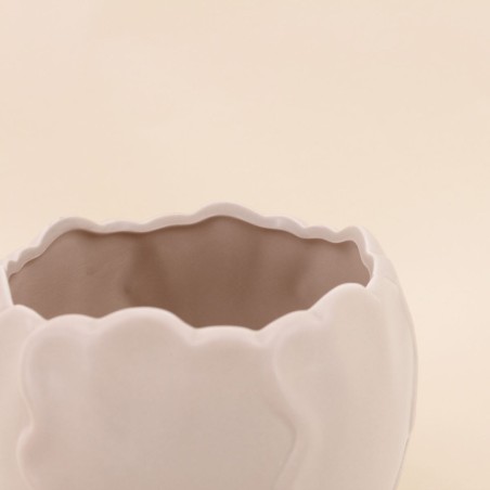 Cache pot céramique festonné dolomite blanc | Hashtag Déco