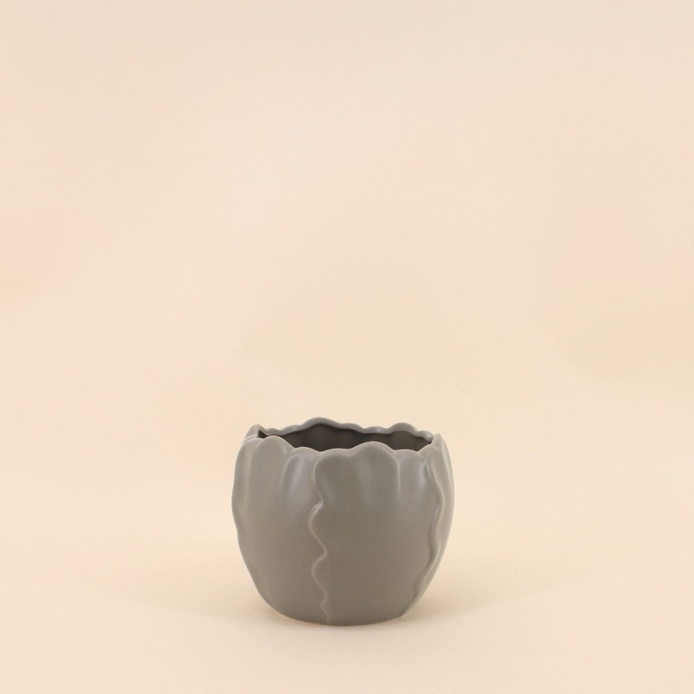 Cache pot céramique festonné dolomite blanc | Hashtag Déco