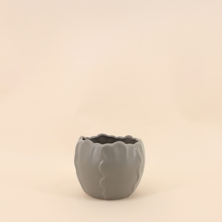 Cache pot céramique festonné dolomite blanc | Hashtag Déco