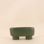 Cache pot vert en dolomite ovale 20cm | Hashtag Déco