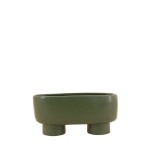 Cache pot vert en dolomite ovale 20cm | Hashtag Déco