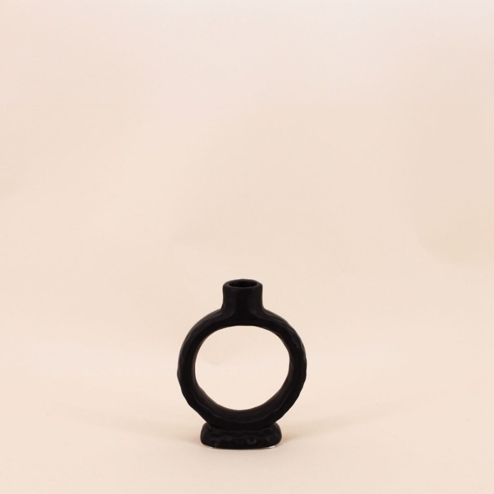Bougeoir céramique noire 14cm - Élégance moderne | Hashtag Déco