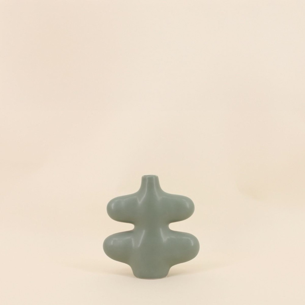 Vase organique vert en céramique 19x20cm | Hashtag Déco