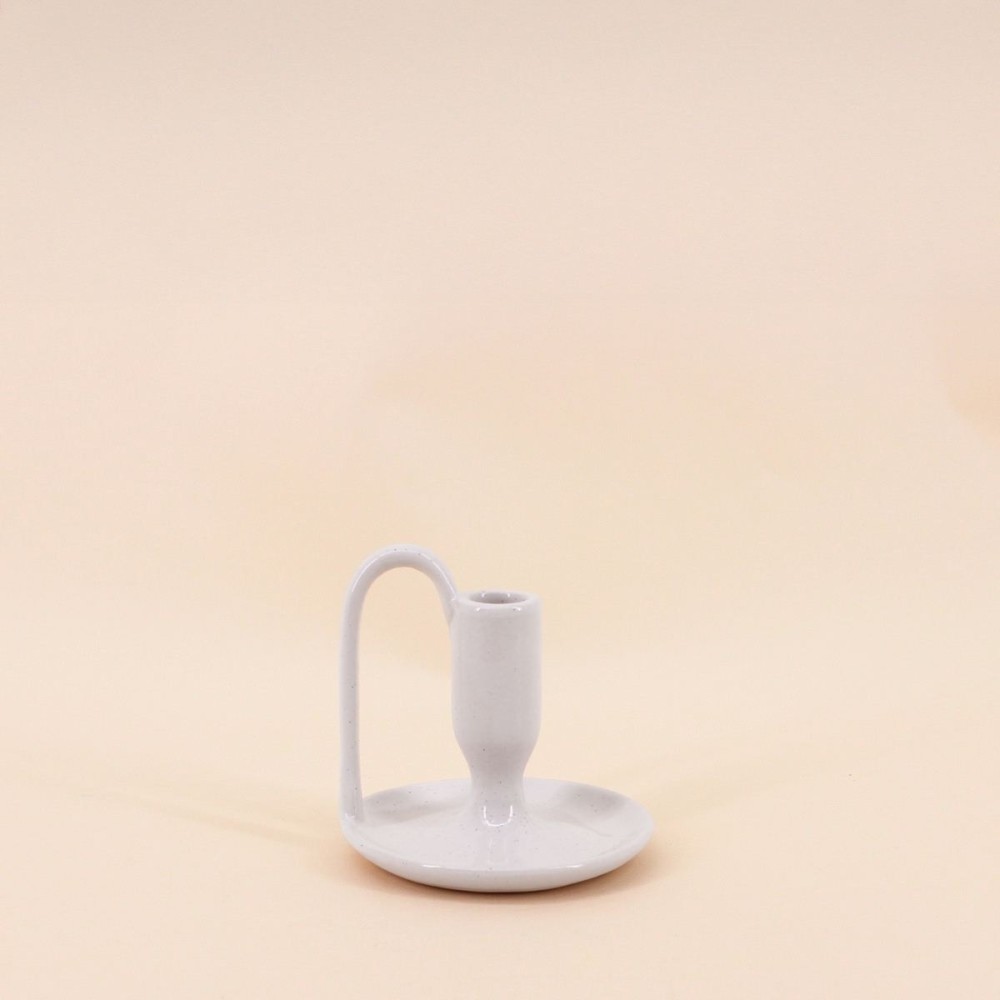 Bougeoir céramique blanc élégant 11cm | Hashtag Déco