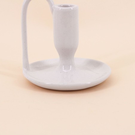 Lot de 2 bougeoirs en céramique blanche | Hashtag Déco