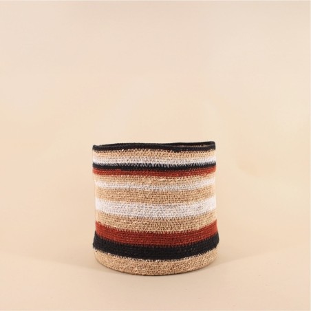 Set de 3 paniers en jonc de mer rayés marron, beige | Hashtag Déco