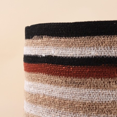 Set de 3 paniers en jonc de mer rayés marron, beige | Hashtag Déco