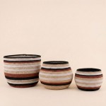 Set de 3 paniers bas jonc de mer marron beige | Hashtag Déco