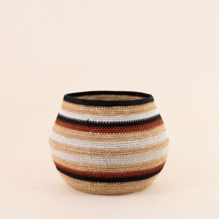 Set de 3 paniers bas jonc de mer marron beige | Hashtag Déco