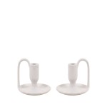 Lot de 2 bougeoirs en céramique blanche | Hashtag Déco
