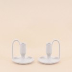 Lot de 2 bougeoirs en céramique blanche | Hashtag Déco