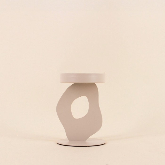 Bougeoir métal beige 13cm, charme organique | Hashtag Déco