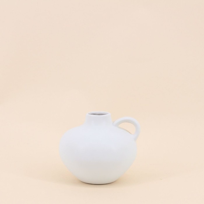 Vase en céramique blanche avec anse 11cm | Hashtag Déco