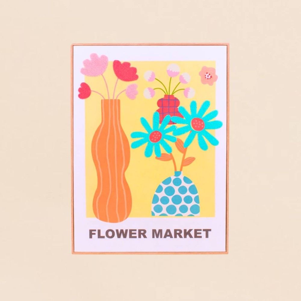 Image encadrée fleurs brodées colorée 45x60 | Hashtag Déco