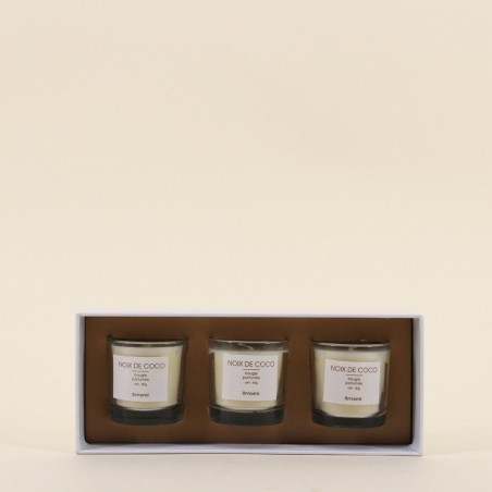 Coffret 3 bougies votives marron en verre | Hashtag Déco