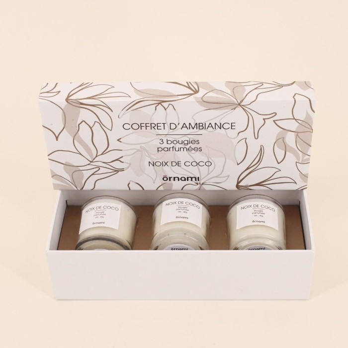 Coffret 3 bougies votives marron en verre | Hashtag Déco