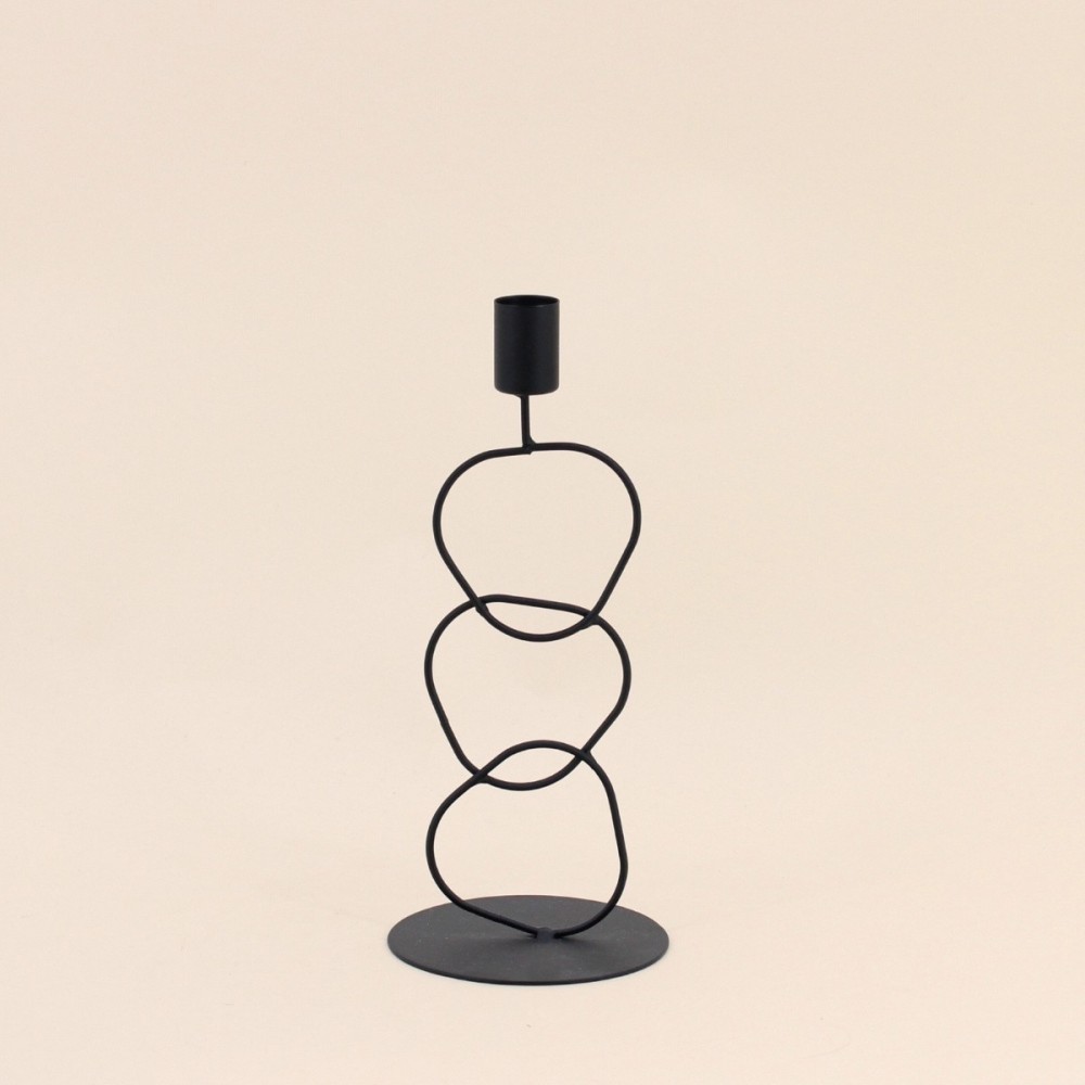 Bougeoir design métal noir 24cm élégant | Hashtag Déco
