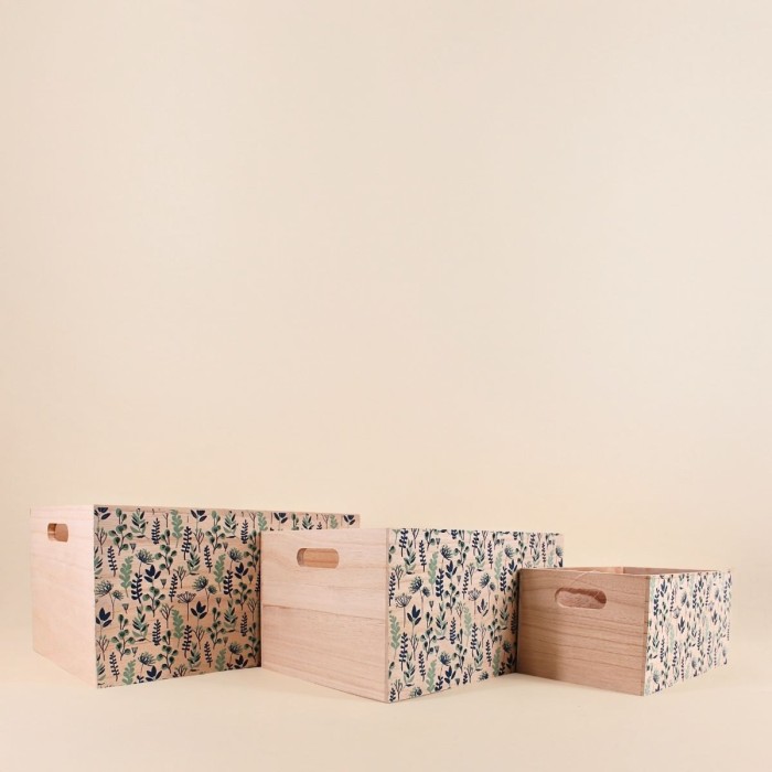 Set de 3 caisses fleuris bois colorées | Hashtag Déco