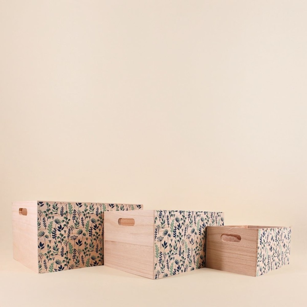 Set de 3 caisses fleuris bois colorées | Hashtag Déco