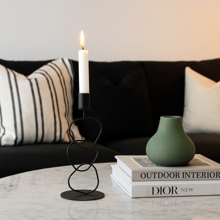 Bougeoir design métal noir 24cm élégant | Hashtag Déco
