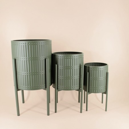 Set de 3 cache-pots en métal vert | Hashtag Déco