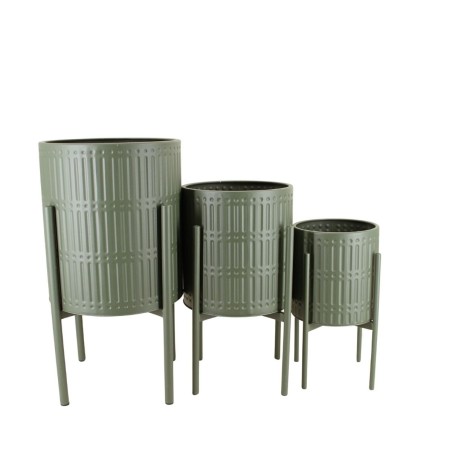 Set de 3 cache-pots en métal vert | Hashtag Déco
